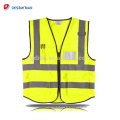 Customized Logo Printing High Visibility Construction Safety Vest Reflective Yellow Workwear Jacket With Multi Pockets Zipper